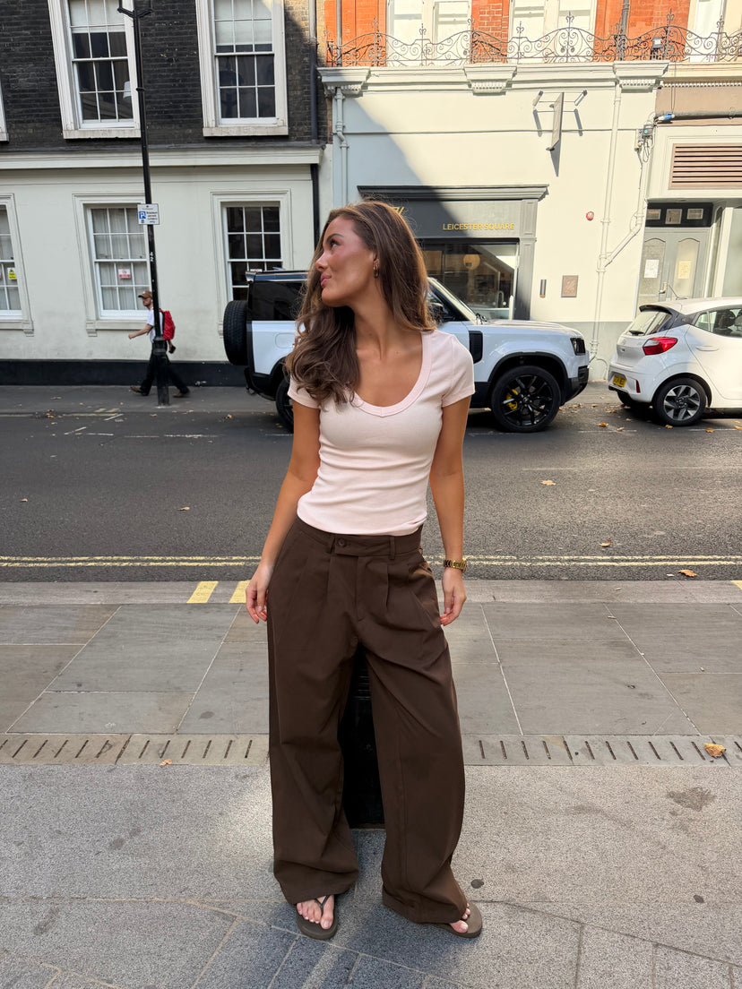 Nora Cotton Twill Pants Petit - Dark Brown