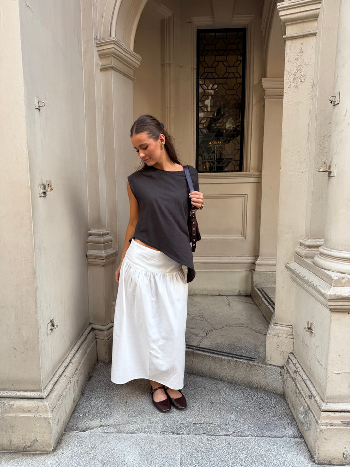 Sille Maxi Peplum Skirt - White