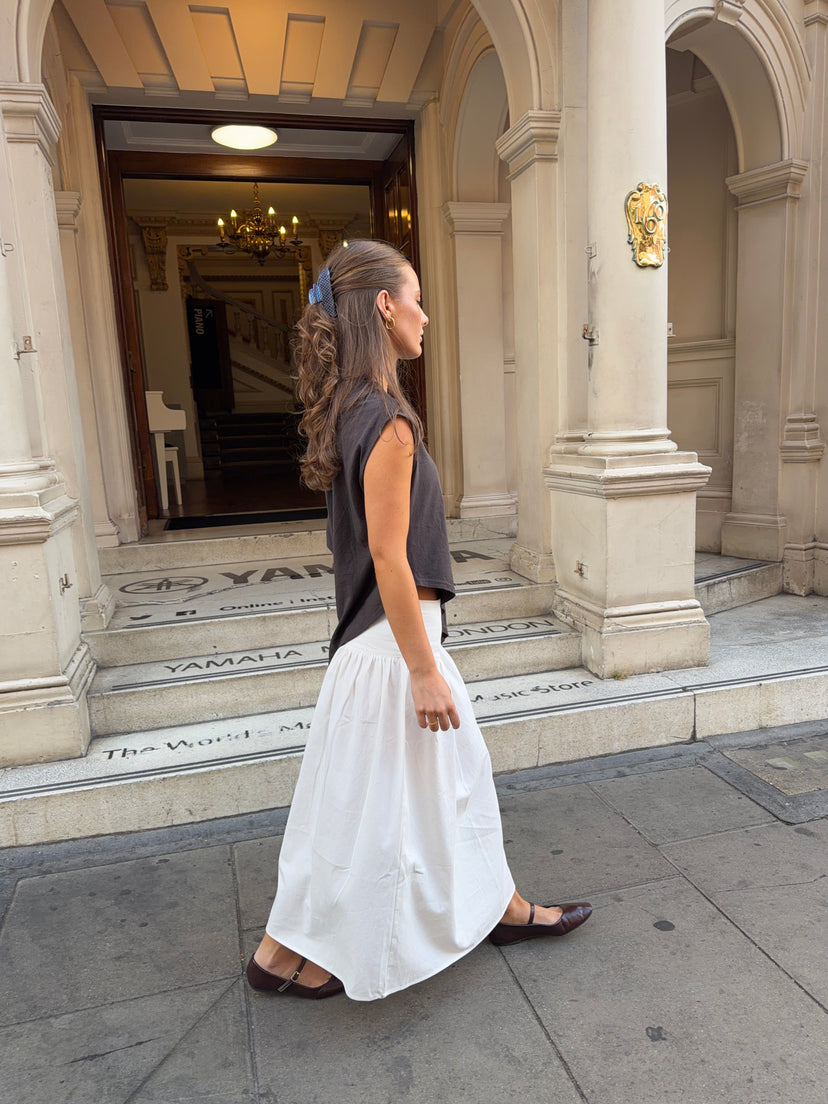Sille Maxi Peplum Skirt - White