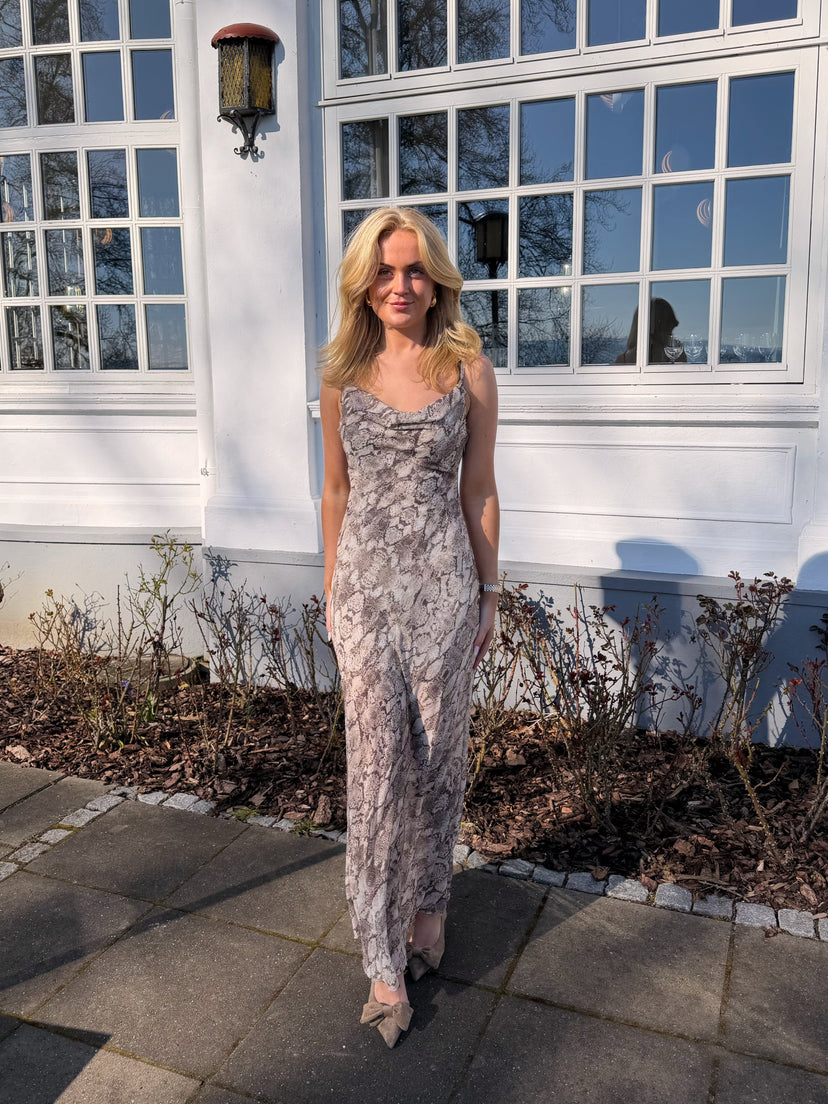 Cindy Maxi Dress - Beige Snake