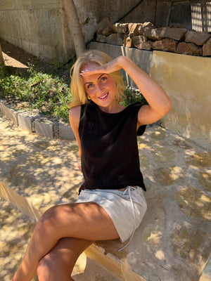 Line Linen Mini Skirt - Nature