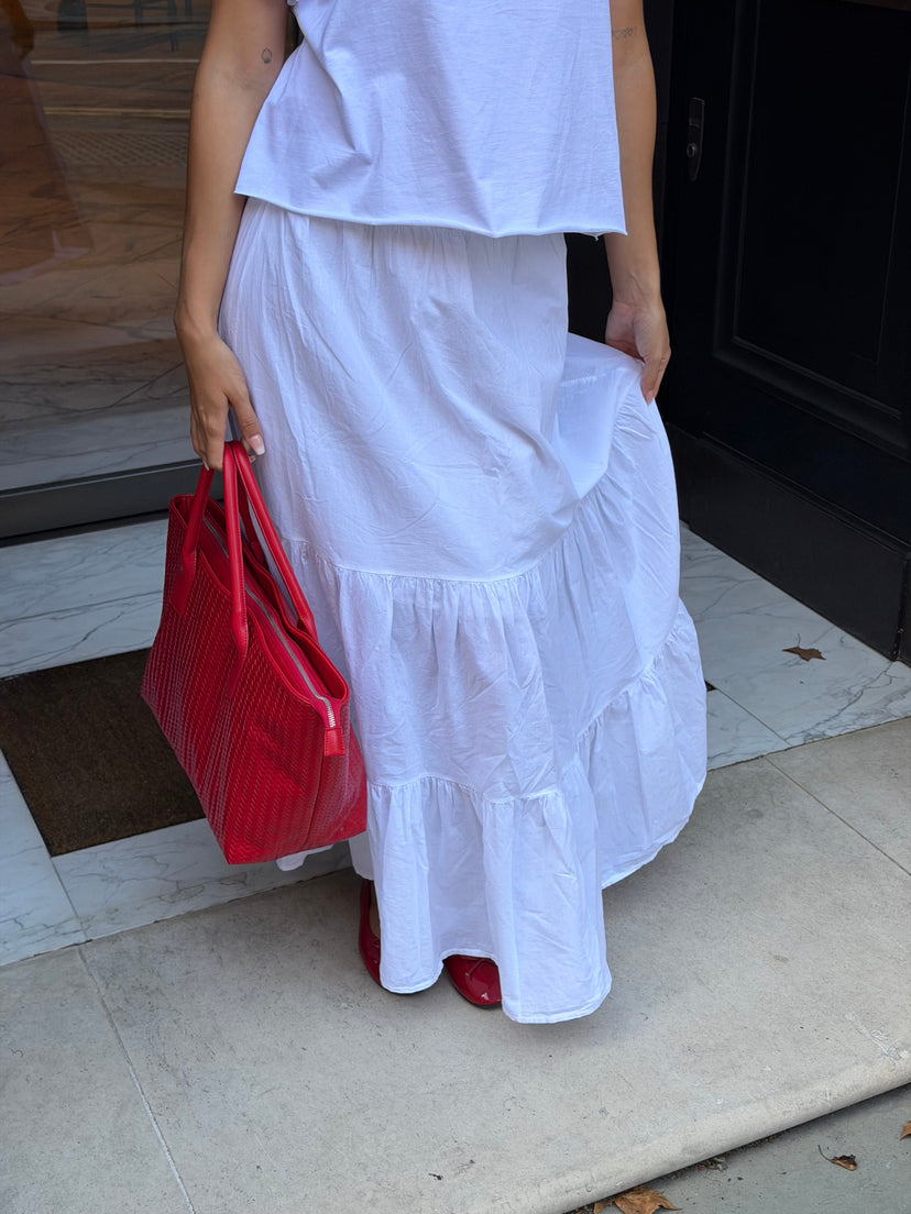 Kira Flowy Maxi Skirt - White