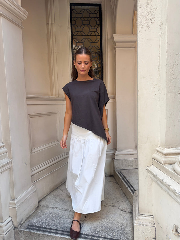 Sille Maxi Peplum Skirt - White