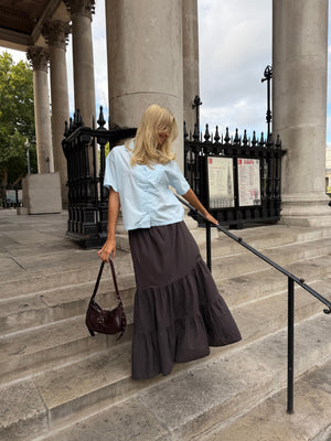 Kira Flowy Maxi Skirt - Liquorice Brown