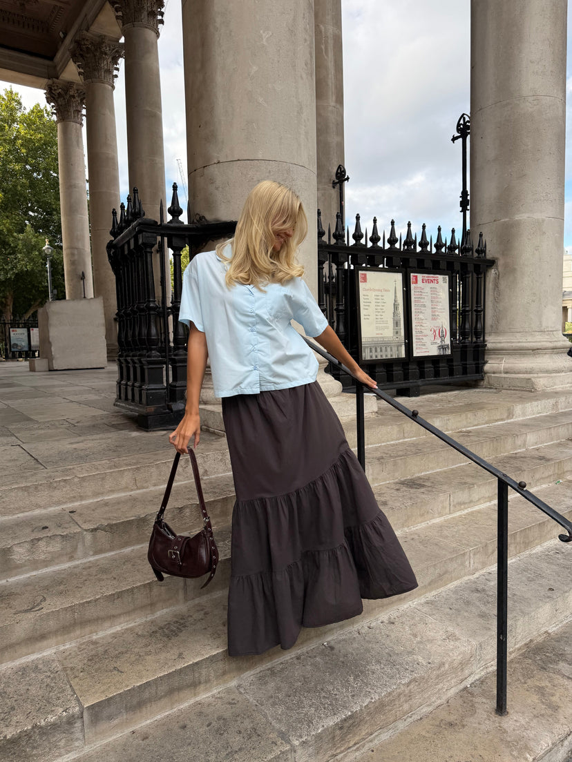 Kira Flowy Maxi Skirt - Liquorice Brown
