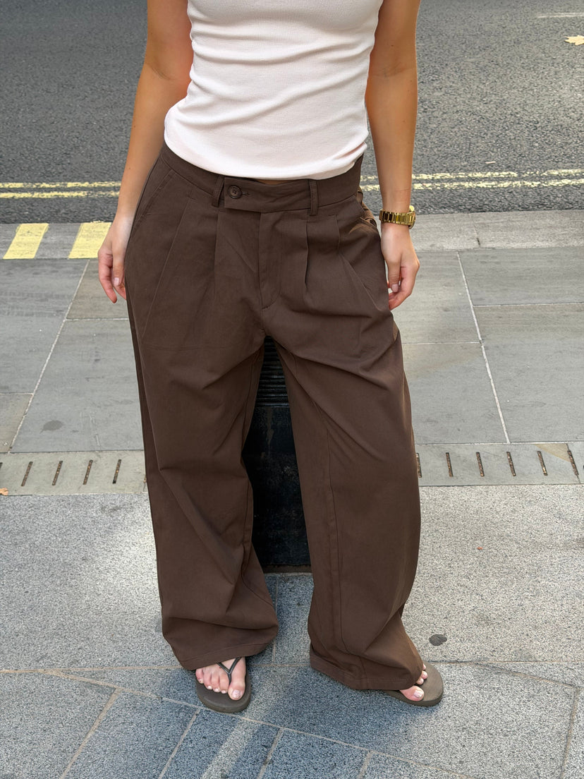 Nora Cotton Twill Pants Petit - Dark Brown