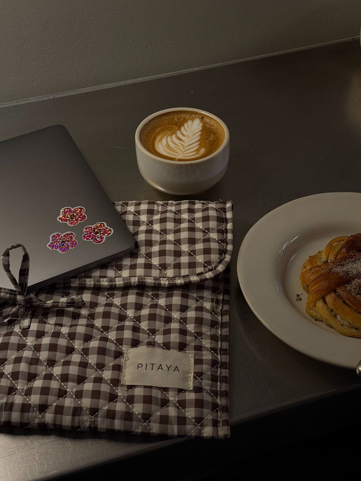 Mira Bow Computer Sleeve - Espresso Brown Check