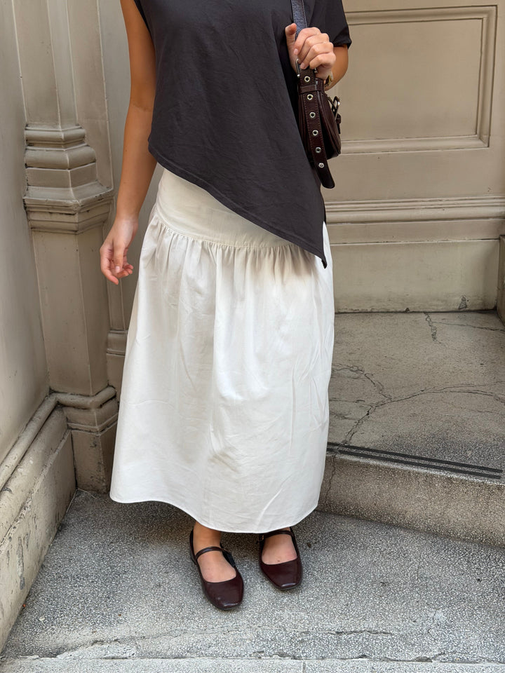 Sille Maxi Peplum Skirt - White