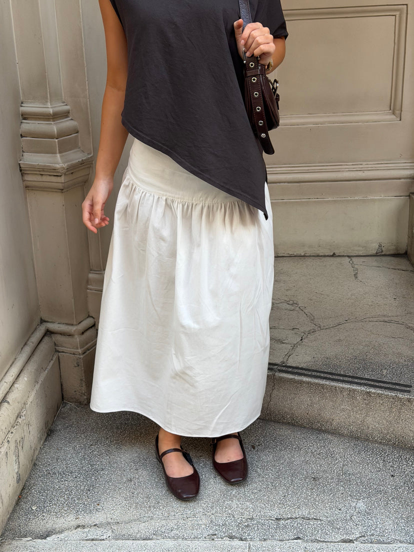 Sille Maxi Peplum Skirt - White