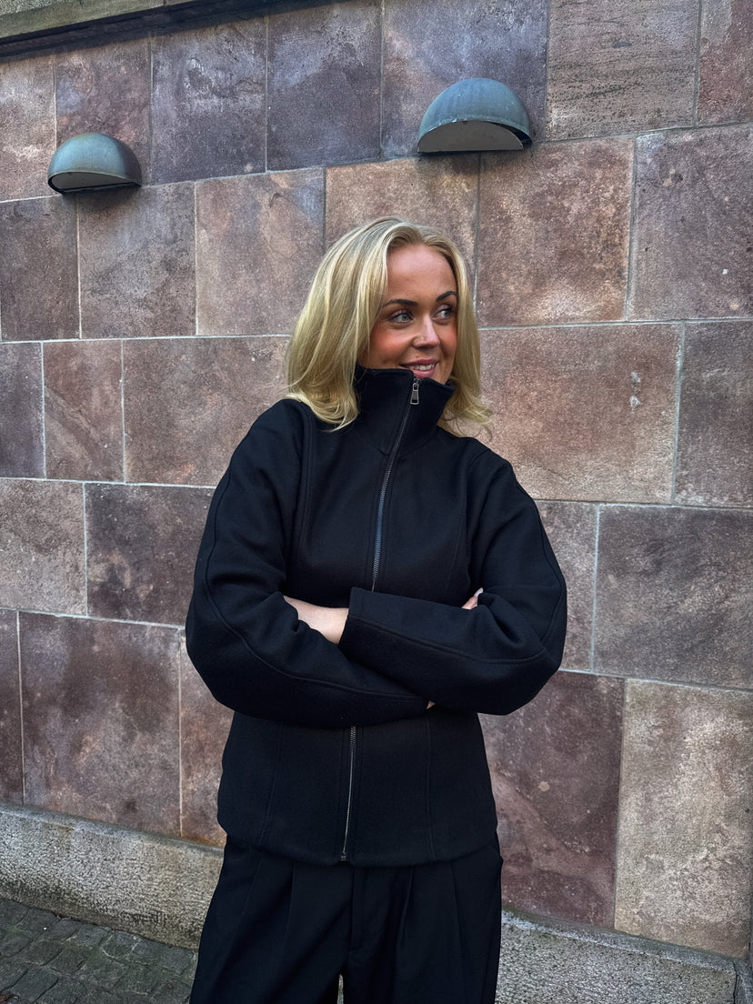 Paula Waisted Zip Jacket - Black