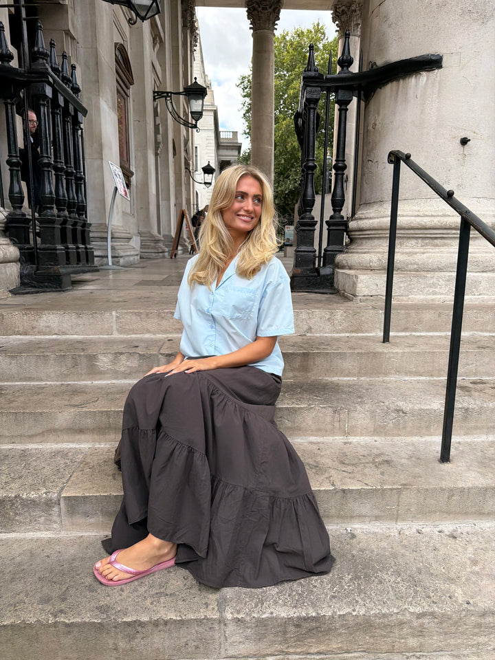 Kira Flowy Maxi Skirt - Liquorice Brown