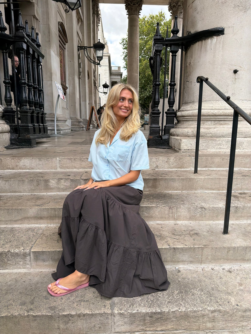 Kira Flowy Maxi Skirt - Liquorice Brown