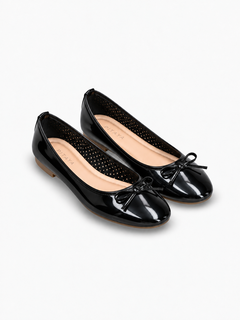 Dora Bow Ballerina - Shiny Black