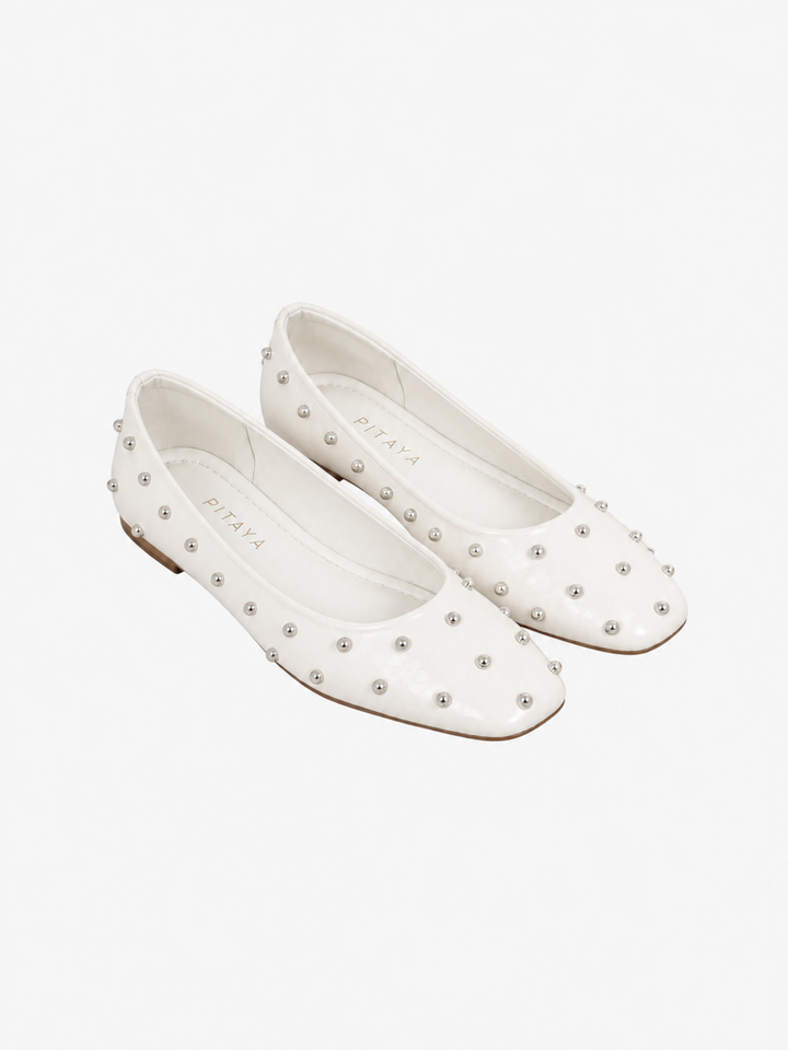 Emma Stud Ballerina - Beige