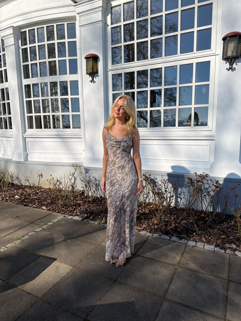 Cindy Maxi Dress - Beige Snake