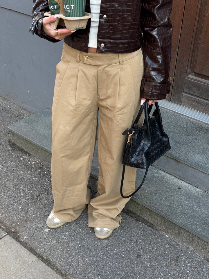 Nora Cotton Twill Pants - Dark Beige