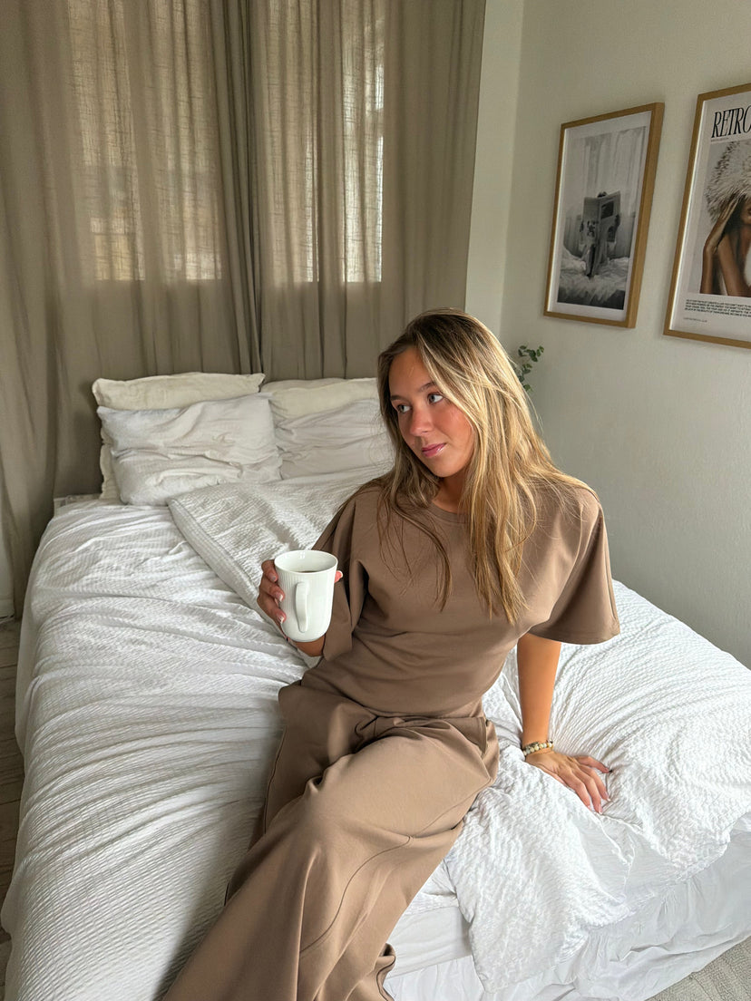 Riley Waisted Top - Mocca Brown