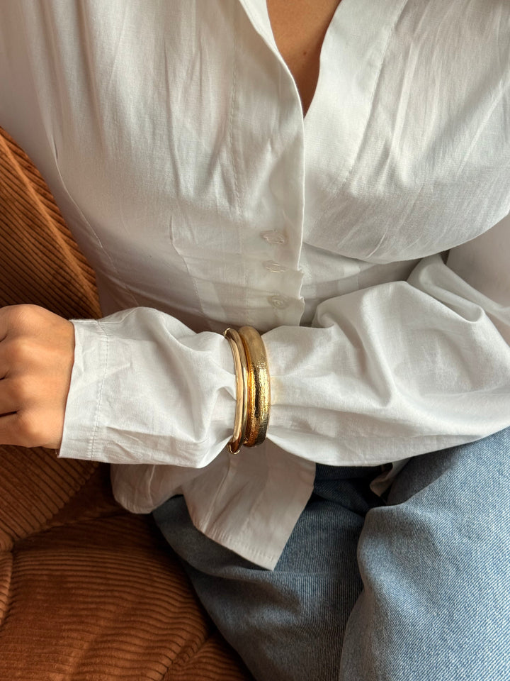 Amilia Thin Bangle Bracelet - Gold Plated