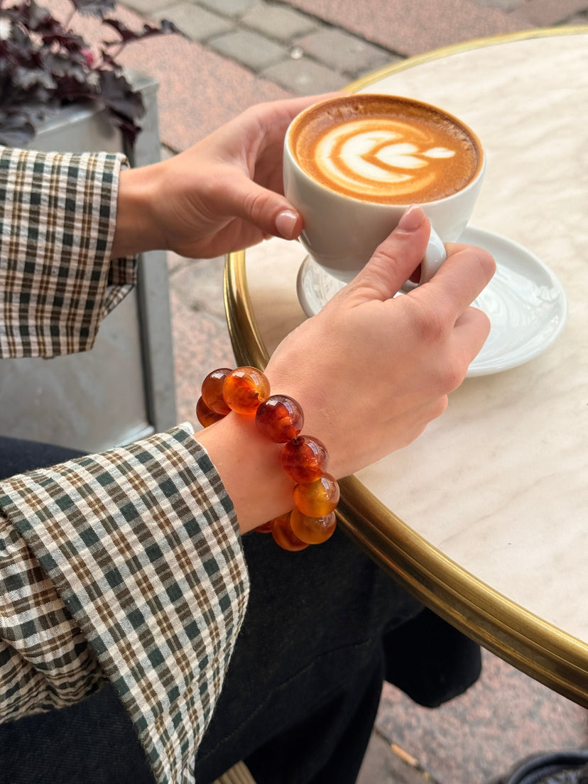 Joanna Large Pearl Bracelet - Amber Brown