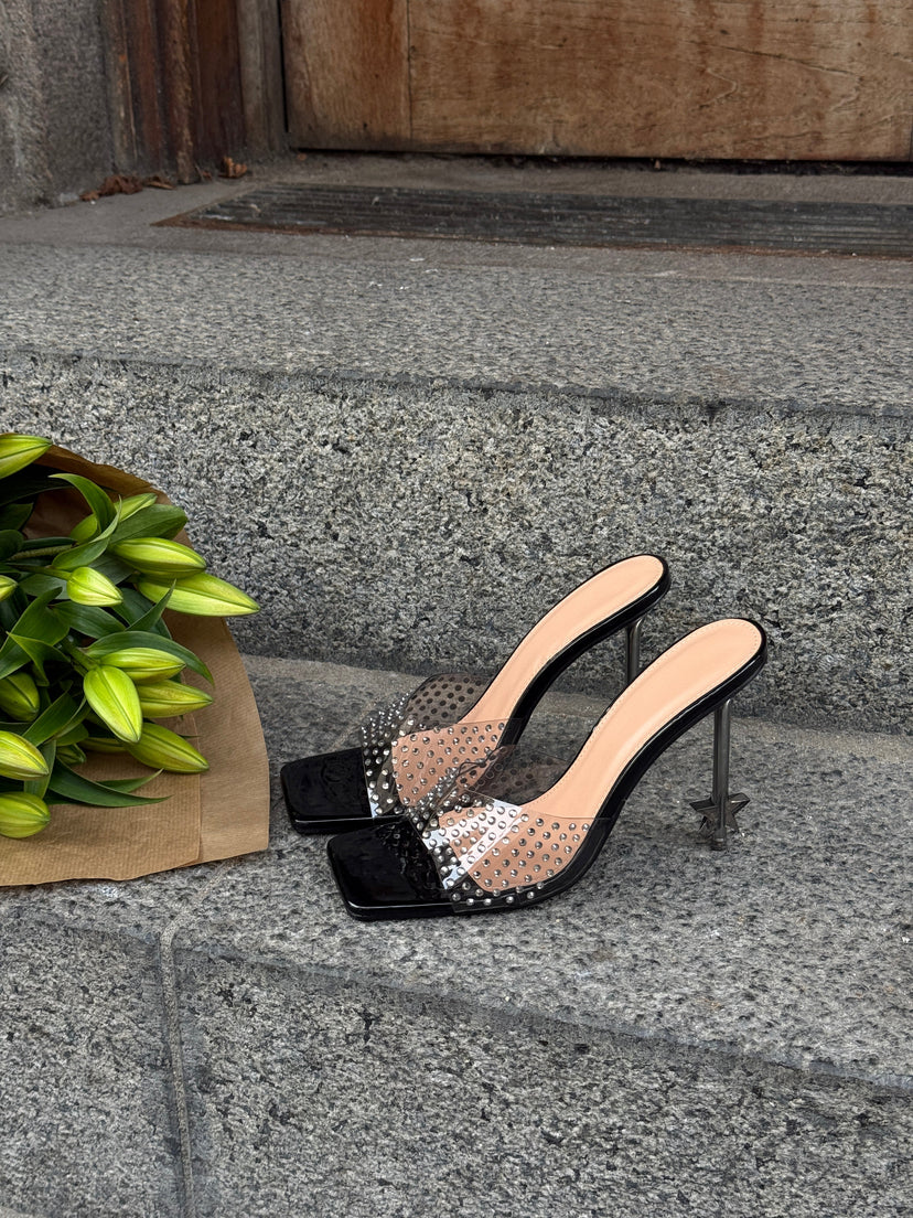 Evelina Studded Star Mule - Black