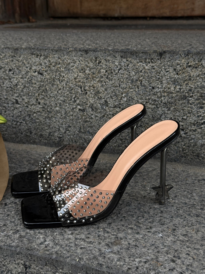 Evelina Studded Star Mule - Black