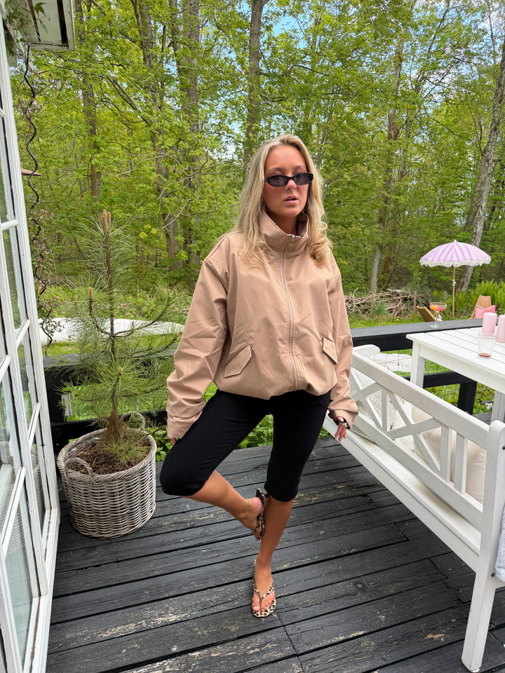Noelle Balloon Bomber Jacket - Dark Beige