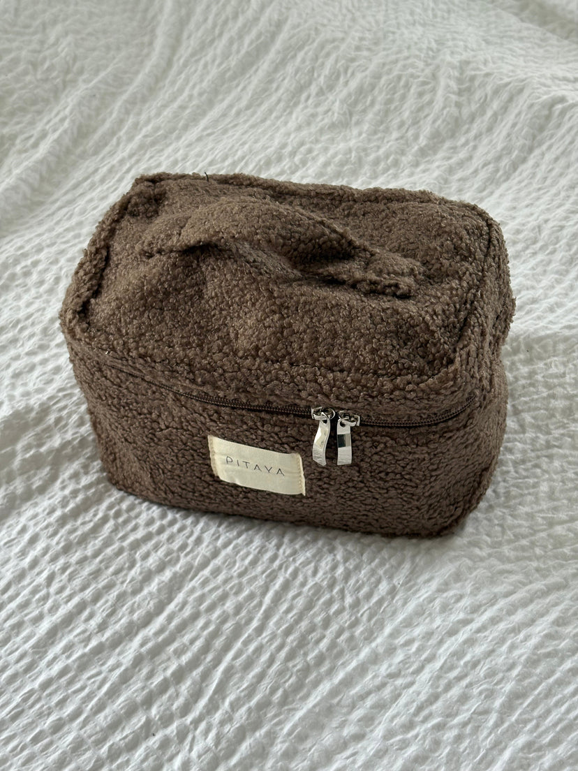 Teddy Makeup Bag Large - Dark Brown