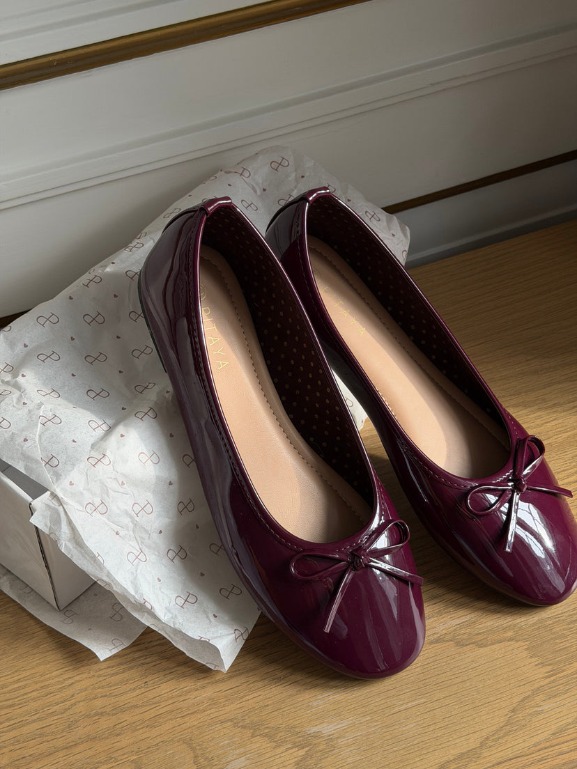 Dora Bow Ballerina - Shiny Plum