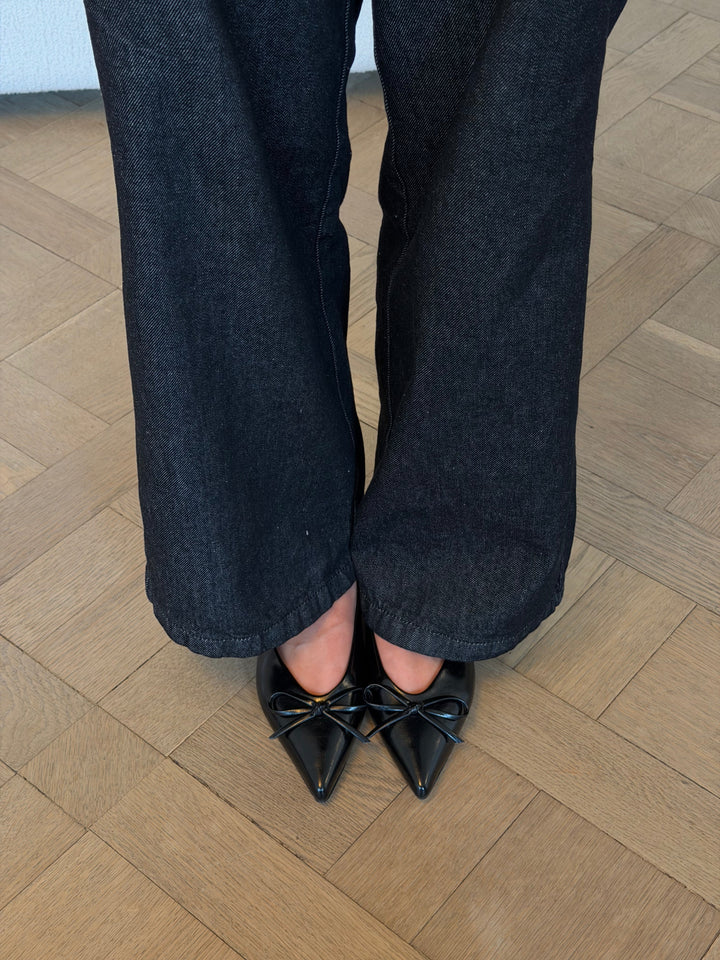 Patricia Slingback Bow Ballerina - Shiny Black