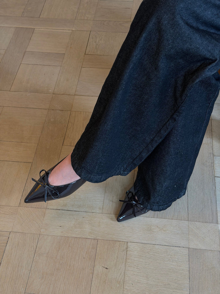 Patricia Slingback Bow Ballerina - Shiny Dark Brown