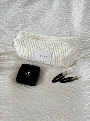 Small Waffle Makeup Bag - White