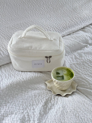 Large Waffle Makeup Bag - White