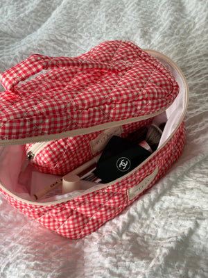 Large Makeup Bag - Red Check