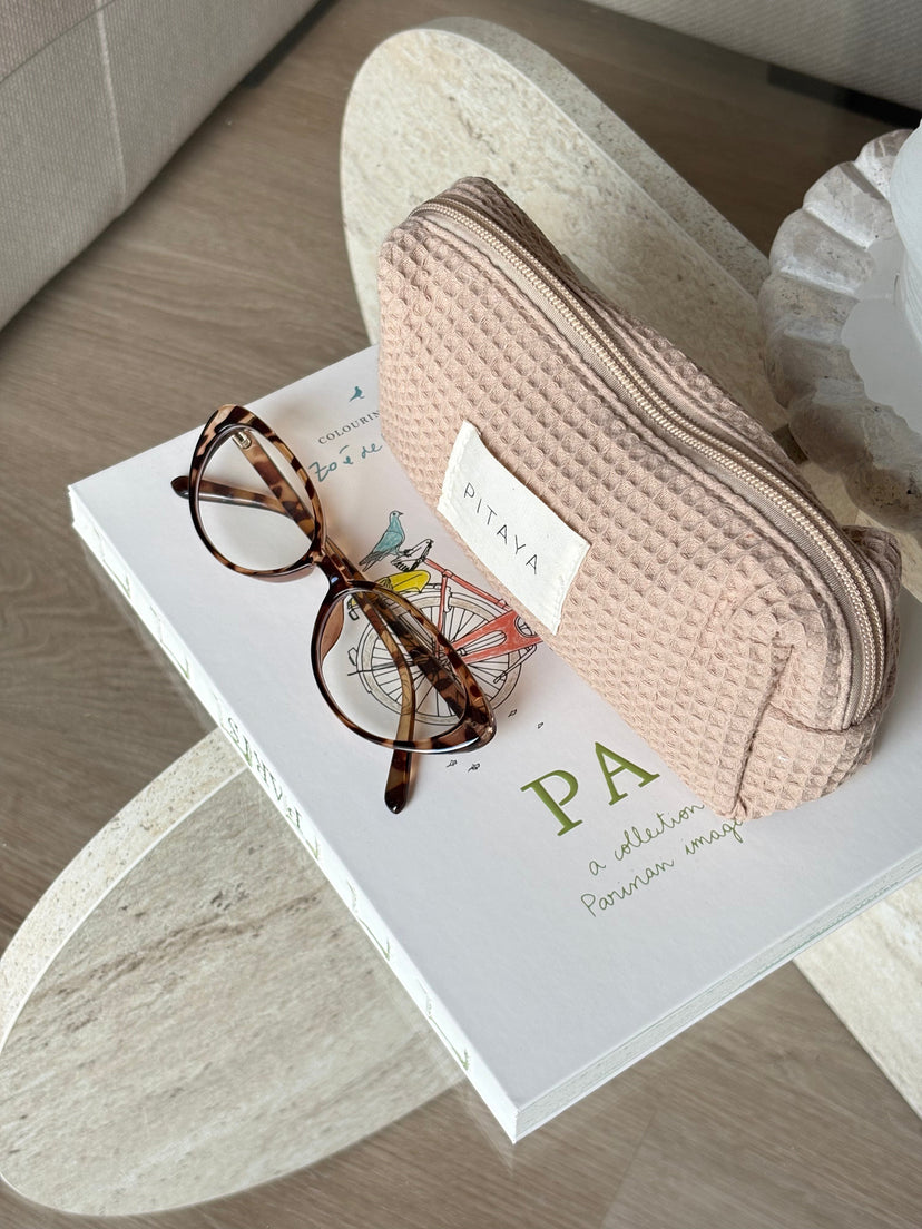Small Waffle Makeup Bag - Dark Beige