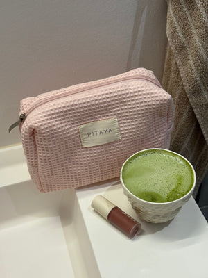 Medium Waffle Makeup Bag - Light Pink