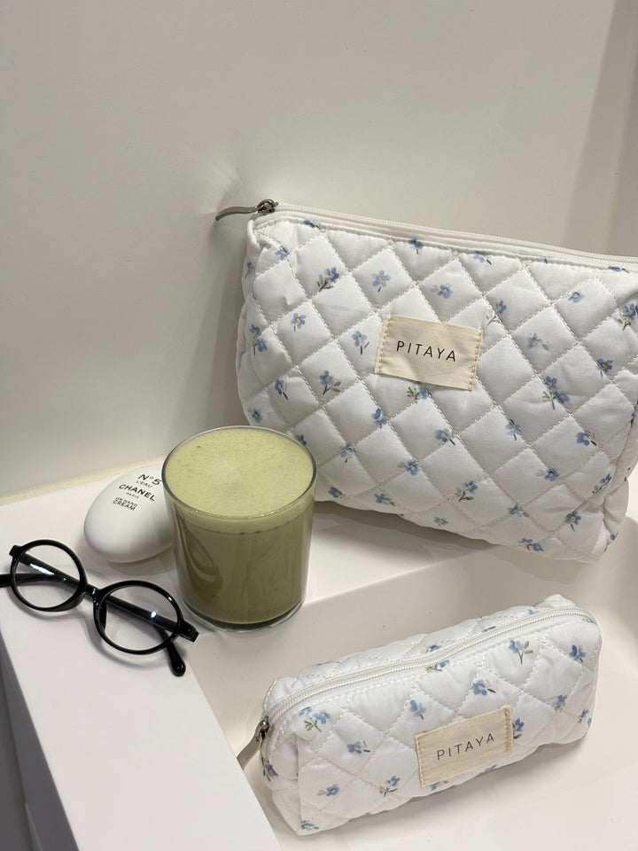 Medium Makeup Bag - White Cute Flower