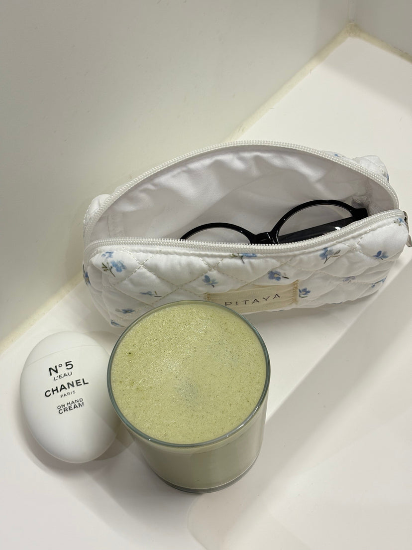 Small Makeup Bag - White Cute Flower