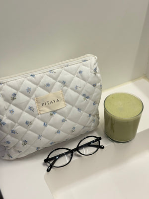 Medium Makeup Bag - White Cute Flower