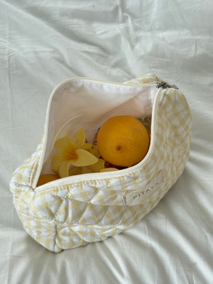 Medium Makeup Bag - Yellow Check