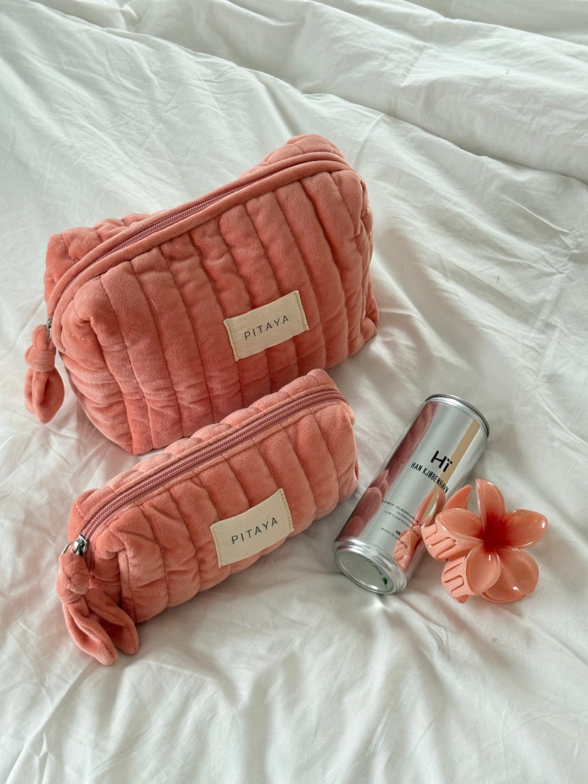 Velvet Makeup Bag Medium - Dusty Coral