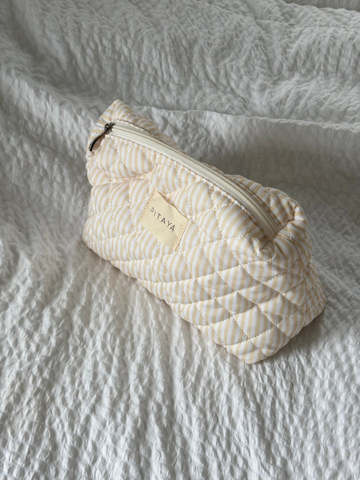 Medium Triangle Makeup Bag - Yellow Stripe