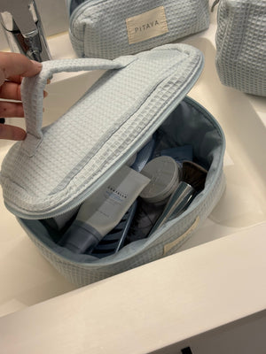 Large Waffle Makeup Bag - Baby Blue