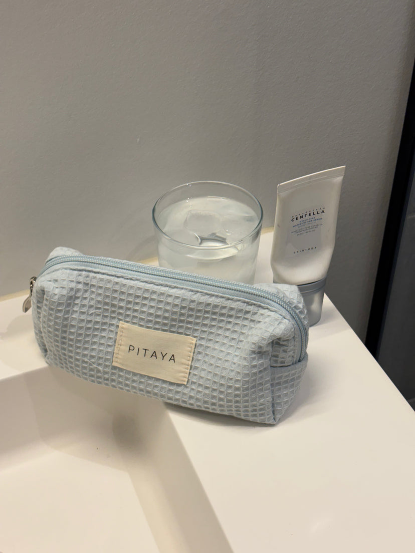 Small Waffle Makeup Bag - Baby Blue