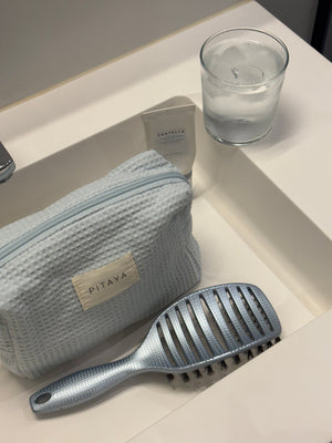 Medium Waffle Makeup Bag - Baby Blue