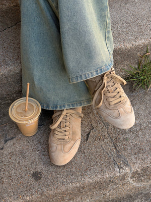 Verona Suede Leather Sneakers - Golden Oat