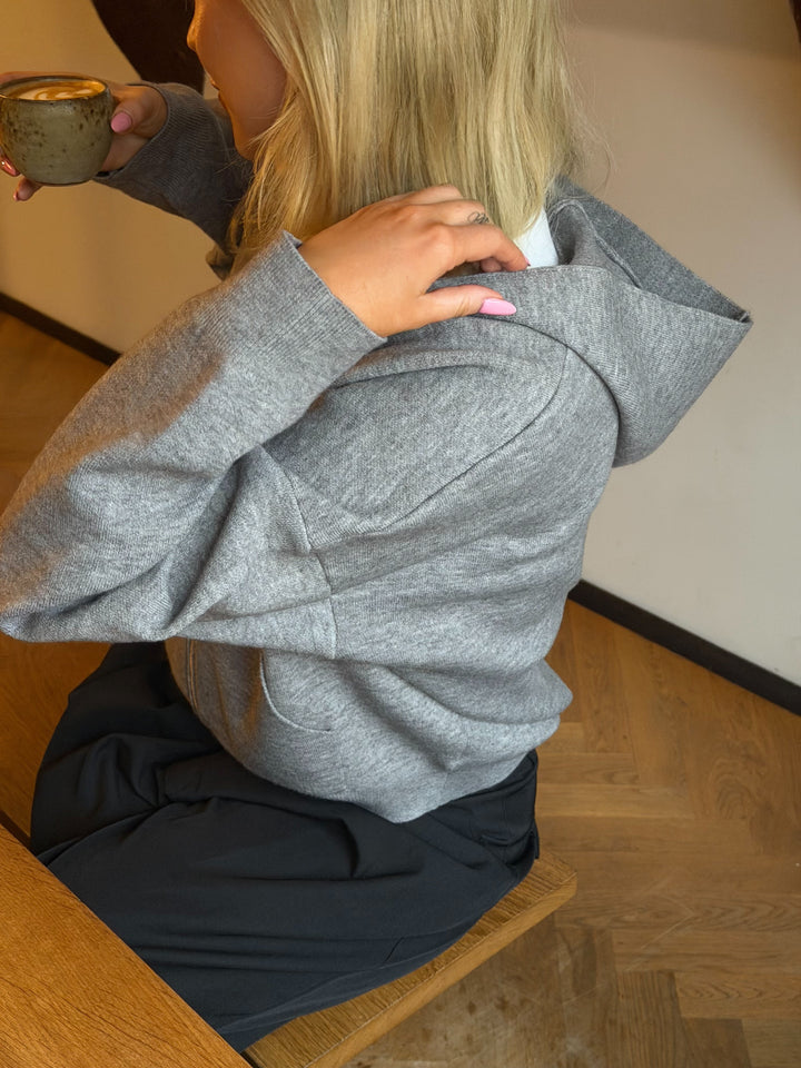 Benita Knit Hoodie - Medium Grey Melange