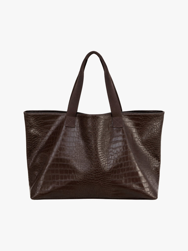 Lara XL Tote Bag - Dark Brown Crocodile