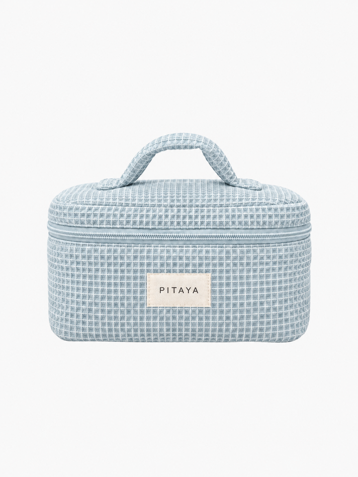 Large Waffle Makeup Bag - Baby Blue