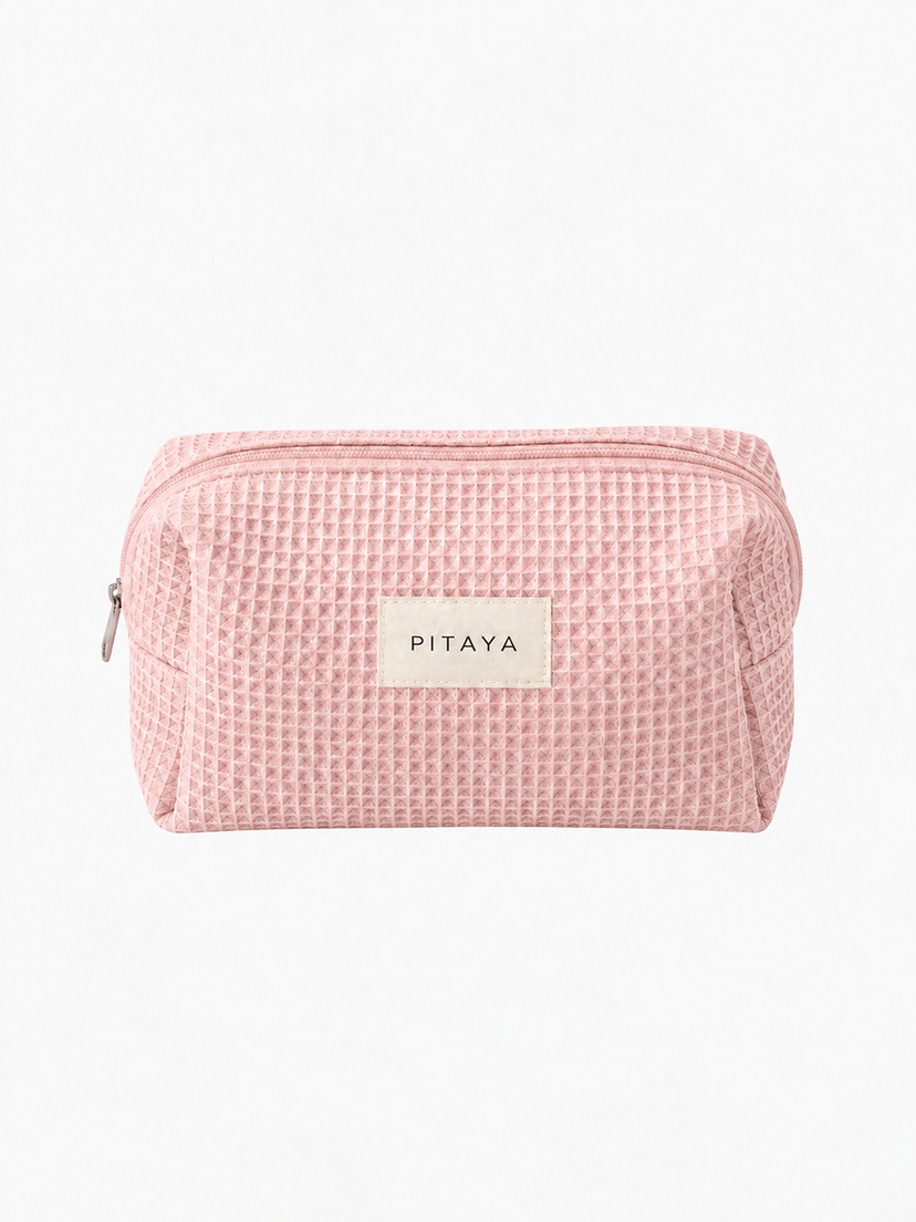 Medium Waffle Makeup Bag - Light Pink