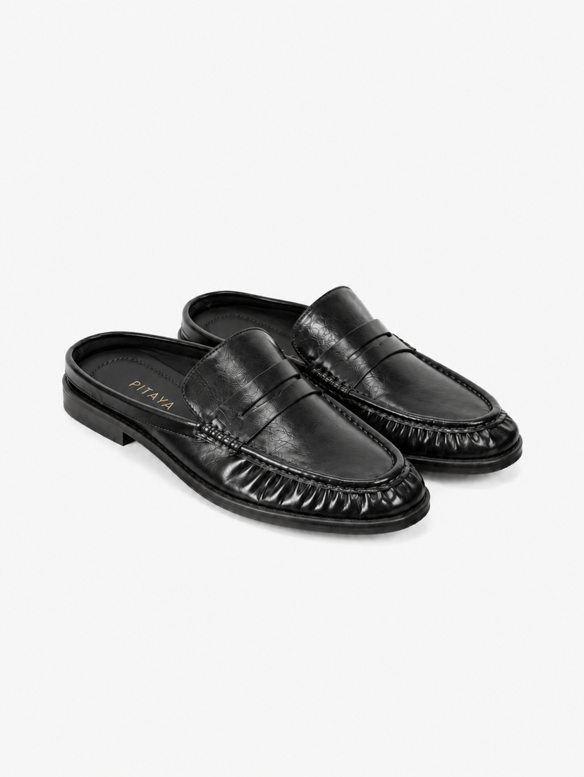 Melinda Mule Loafers - Shiny Black